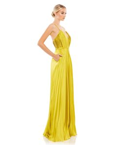 Chartreuse Pleated Wide Leg Jumpsuit Fall Formal Dresses, Destination Wedding Guest Dress, Date Wear, Jasz Couture, Charmeuse Fabric, Party Dress Sale, Dress Night Out, Fall Wedding Guest Dress