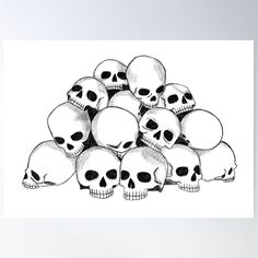 High-quality posters to hang in dorms, bedrooms or offices. Multiple sizes are available. Printed on 185gsm semi gloss poster paper. Additional sizes are available. Sketch of a pile of skulls Skulls Sketch, Sticker Sketch, Poster Sketch, Sketch Poster, Skull Sketch, Quality Posters, Pencil Drawings, Sale Poster, Vinyl Decal Stickers