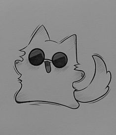 a drawing of a cat with sunglasses on it's face