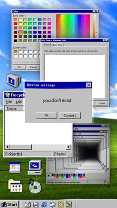 an image of the windows xp system with different colors and options on it's screen