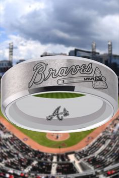 an aerial view of a baseball field with the word braves on it