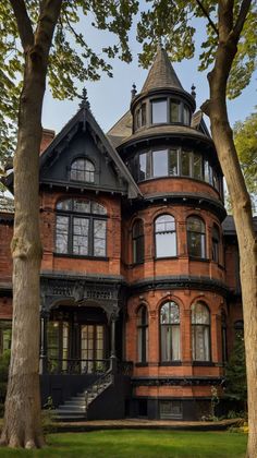 an old victorian style house with many windows