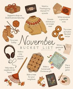 the november bucket list is filled with things to do