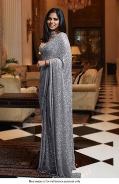 Buy Bollywood Sabyasachi Inspired Isha ambani grey sequins saree in UK, USA and Canada Sequins Saree, Ethnic Wears, Sequin Saree, Grey Saree, Party Sarees, Saree Designs Party Wear, Saree Trends, Indian Clothes, Stylish Sarees