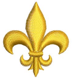 a gold fleur de lis embroidered onto a white background