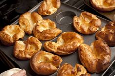 freshly baked pastries are being prepared in the oven