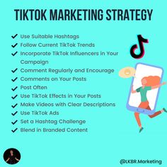 the tiktok marketing strategy is shown with an image of a person running in front of