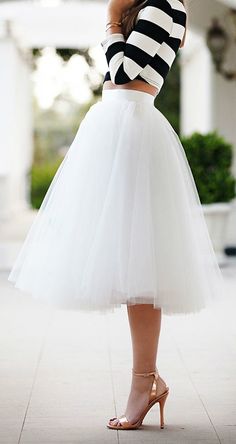 Tule Rok, White Tulle Skirt, Gonna In Tulle, Skirt Tulle, White Tulle, Maxi Skirts, Cute Skirts, Looks Style, Mode Inspiration