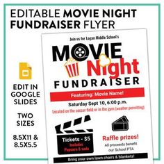 an advertisement for the movie night fundraiser