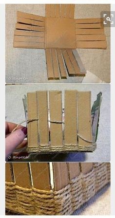 the instructions for how to make a basket out of cardboard and some glue on it