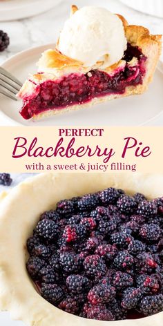 the perfect blackberry pie with a sweet and juicy filling is ready to be eaten for breakfast