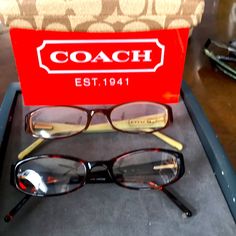 Coach 2 For 1 Glasses, Adelle Brown W Camel, Tortoise. Eye Size Unreadable. Temple Both 135? Never Owned. Comes W Coach Cases. Coach Eyeglasses Woman Frames, Brown Plastic Cat Eye Sunglasses, Coach Brown Tinted Sunglasses, Designer Brown Acetate Sunglasses, Ivory Tortoise Eyeglasses, Coach Eyeglasses, Eye Glasses Case, Coach Glasses, Blue Coach