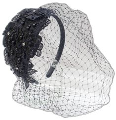 Elegant Net Wedding Veil, Elegant Wedding Veil In Net, Elegant Black Party Veil, Elegant Wedding Veil Made Of Net, Elegant Evening Veil With Headband, Elegant Wedding Veil In Net Material, Elegant Fitted Evening Veil, Elegant Adjustable Veil For Party, Elegant Fitted Veil