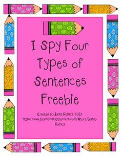 i spy four types of sentences freebie