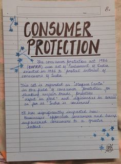 a piece of paper with the words consumer protection written on it