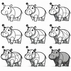 how to draw rhinos step by step