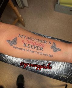 Mother love Forearm tattoo ideas for women My Auntie Keeper Tattoo, Rip Mother Tattoo Ideas, Tattoo Ideas For Mama, Married To The Money Tattoo, Name Tattoo On Thigh For Women, Women Small Arm Tattoo Ideas, I Am My Mothers Keeper Tattoo, Tattoo Ideas Mom Name, Small Tattoo Ideas Quotes