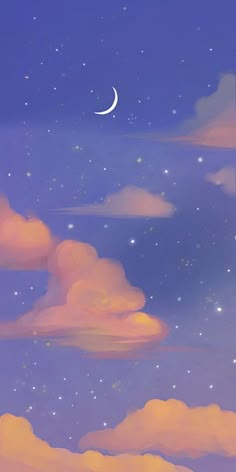 the sky is full of stars and clouds as if they were floating in the air