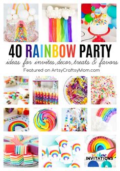 rainbow party ideas for parties, desserts and favors