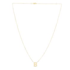 14K yellow gold "B" initial necklace<br><br>18 inches in length Gold B Necklace, Formal Yellow Gold Initials Name Necklace, Luxury 14k Stamped Initial Pendant Necklace, Yellow Gold Chain Necklace With Initial Pendant, Tan 14k Gold Necklaces With Initials, Fine Jewelry Initial Pendant Necklace With Cable Chain, Formal Yellow Gold Name Necklace With Initial Pendant, Yellow Gold Initial Pendant Name Necklace With Delicate Chain, Yellow Gold Name Necklace With Initial Pendant