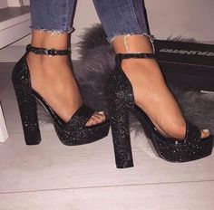 Shoes Inspiration, Prom Inspo, Giuseppe Zanotti Heels, Black Sparkle