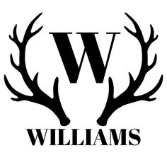 the logo for williams's, with antlers in black on a white background