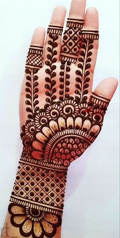 the hand is decorated with intricate designs