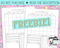 two free printable planner pages with the text do not purchase read the description