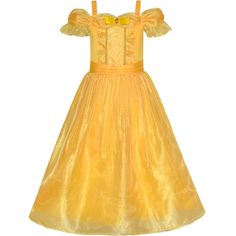 Princess Belle Costume Dress Up Girls Dress Yellow Size 4-12 Years Belle Disney Costume, Orange Princess Dress, Belle Dress Up, Princess Belle Costume, Princess Belle Dress, Sunny Fashion, Kids Girls Dress, Princess Elsa Dress, Disney Costume