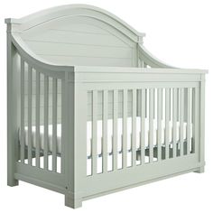 a white crib is shown against a white background