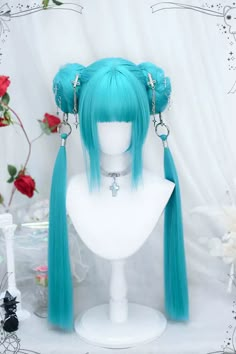 Process Time: Could be shipped out in 1-3 working days. Fabric:  High-Temperature Silk Style types:  Sweet Lolita Season:  Spring, Summer, Autumn, Winter Length:  25+50cm Notice:  Any of the accessory is not included. Wigs With Ears, Black And Green Wig, Cool Wigs, Wig Design, Ponytail Wigs, Stilt Costume, Wig Ponytail, Side Ponytail Hairstyles, Basic Hairstyles