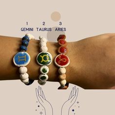 Are you seeking a unique style and spiritual strength? Our handcrafted earth bead bracelets adorned with zodiac symbols are perfect for you! Features: Natural Earth Beads:  Each bead is carefully handcrafted from natural earth materials, bringing the energy of nature to your wrist. Personal Zodiac Symbol:  Each bracelet is adorned with the symbol of your chosen zodiac sign. Carry your personality and the guidance of the stars on your wrist. Handmade:  Our bracelets are meticulously handmade by s Earth Materials, Spiritual Strength, Zodiac Bracelet, Zodiac Symbols, Bead Bracelets, Natural Earth, Clay Beads, Bead Bracelet, Zodiac Sign