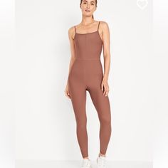 Nwot Powersoft 7/8 Cami Bodysuit Size L Tall Featuring Powersoft. Light Compression Meets A Peachy-Smooth, Sweat-Wicking Fabric. Scoop Neck Adjustable Straps Shelf Bra Go-Dry Wicks Moisture Fitted Color Warm Taupe Warm Taupe, Cami Bodysuit, Fitted Jumpsuit, Jumpsuit Outfit, Navy And Brown, Old Navy Pants, Old Navy Women, Shelf Bra, Navy Pants