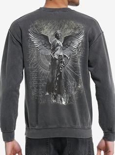 Take your winter wardrobe to new heights! This grey sweatshirt features "If not now  when?" printed along the neckline  and an angel statue graphic on the back with scribbles and text.50% cotton; 50% polyesterWash cold; dry lowImportedListed in men'sunisex sizesModel is 6'1''Model wears size Medium Cosmic Aura, If Not Now When, Cemetery Angels, Disney Valentines, Angel Statue, Not Now, Tall Hoodies, Angel Statues, Plus Size Fits