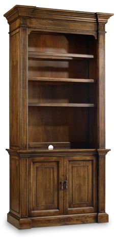 American Home Furniture | Hooker Furniture - Archivist Bookcase Dark Wood Bookcase, 4 Shelf Bookcase, Dining Cabinet, Gallery Furniture, Wood Bookcase, Touch Switch, Wood Shelf, Bookcase Shelves, Hooker Furniture