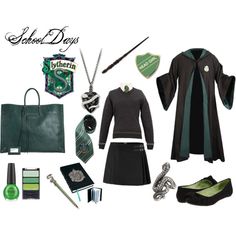 a harry potter costume is shown with accessories