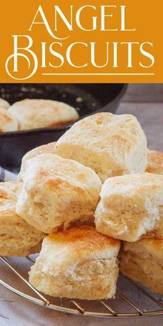 a pile of angel biscuits sitting on top of a metal rack