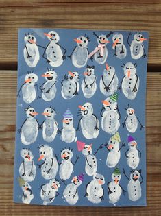 an image of snowmen on a blue background