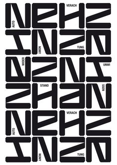 black and white typogramic typefaces are arranged in the shape of letters