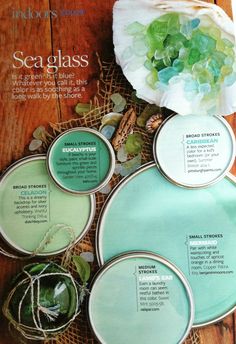 a magazine with green plates and flowers on top of it's cover, in an article about color pallets