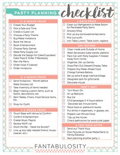 a printable party planning checklist