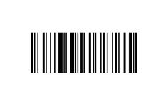 a bar code is shown in black and white, with the word on it's side