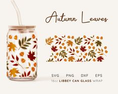 autumn leaves svg dxf eps and png files for use with the glass wrapper