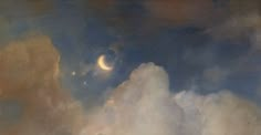 an oil painting of clouds with the moon in the sky