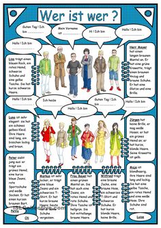 a poster with different types of people talking to each other and the words, wer ist