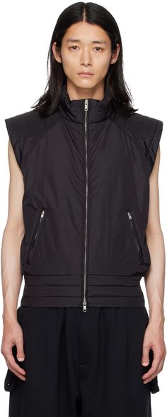 Insulated quilted nylon taffeta vest. · Stand collar · Zip closure · Zip pockets · Fully lined Supplier color: Black Black Duvet, Casual Vest, Outerwear Vest, Sports Jacket, High Collar, Stand Collar, Mens Coats, Apparel Accessories, Duvet