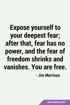 a quote that says, expose yourself to your deepest fear after that, fear has no power