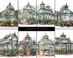 four different views of the various glass houses