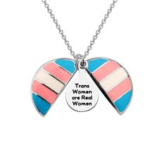 PRICES MAY VARY. ❤Material: Stainless Steel and copper, it is lead free and nickel free. ❤Size: Pendant is 2.5 cm * 2.5 cm（0.98 inch * 0.98 inch). Necklace length is 46+5 cm. TIPS: Manual measuring permissible error. ❤Pendant with words: Trans Women Are Real Women. ❤Show your trans pride year round with one of this queer necklace! ❤Package: This items will arrive in a velvet bag ready for gift giving. Queer Necklace, Open Locket, Transgender Outfits, Pride Jewelry, Diy Kandi Bracelets, Lgbt Humor, Silly Clothes, Diy Kandi, Pride Art