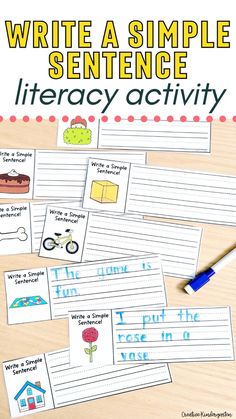 the writing activity for kids to learn how to write sentences with pictures and words